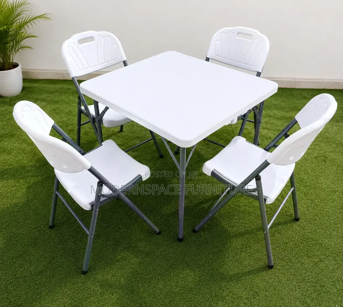 Dining Set _ White Foldabe Table and Chairs