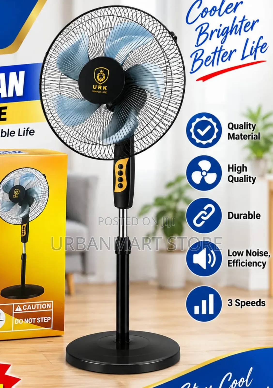 URK 16 Inch Oscillating Stand Fan