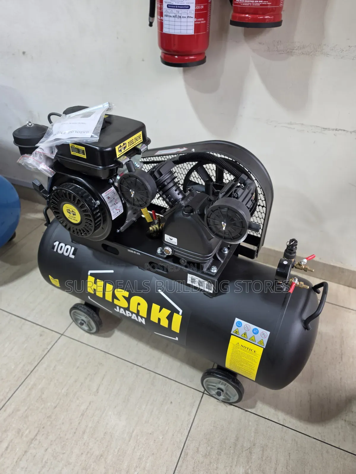 Hisaki Japan 100L Diesel Powered Air Compressor
