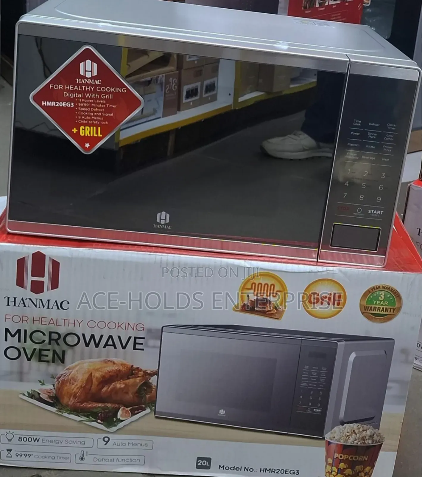 Silver/ Black Hanmac 20L Digital - Grill Microwave (3 Years Warranty)