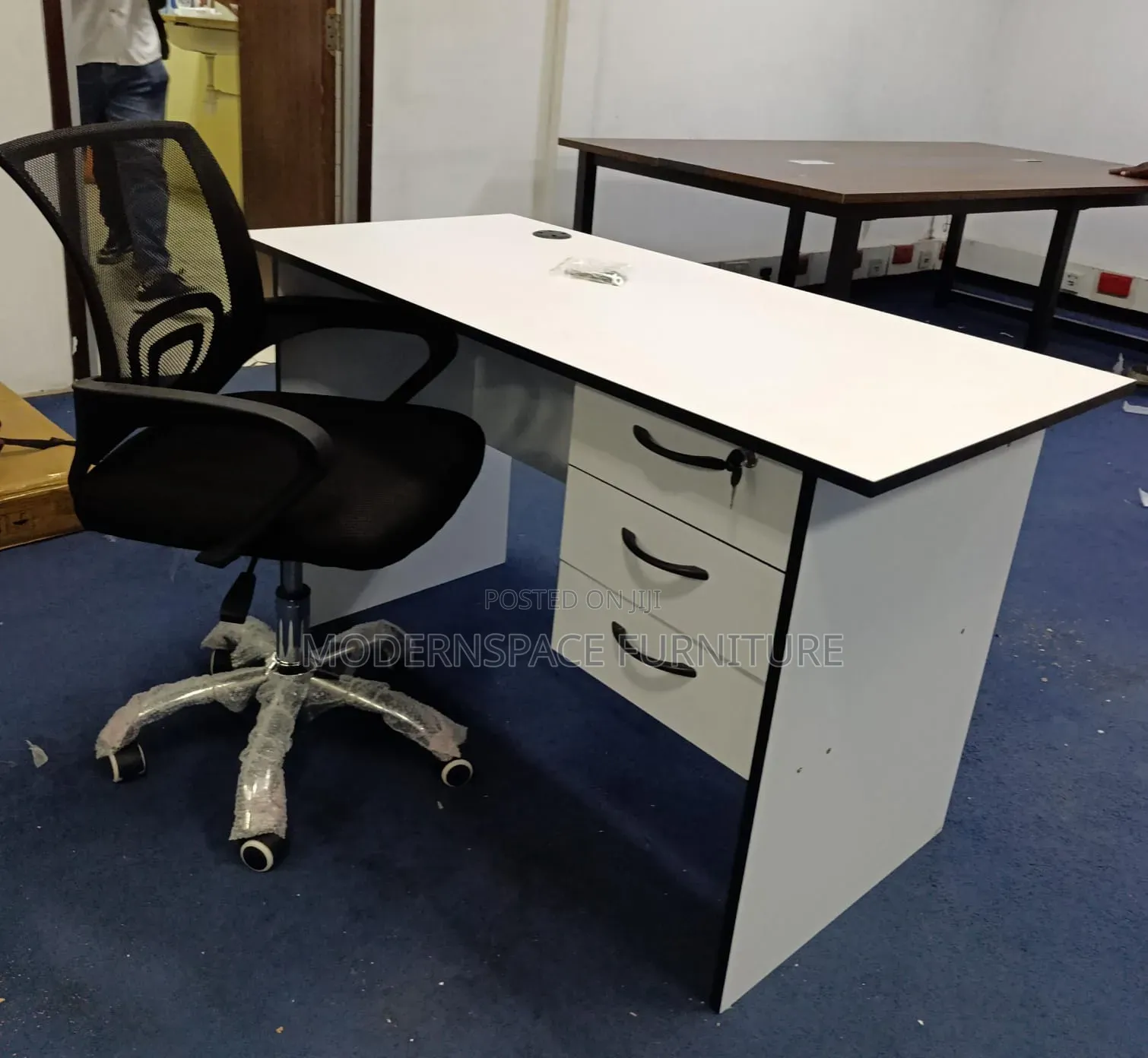 White Office Table and Chairs (Set)