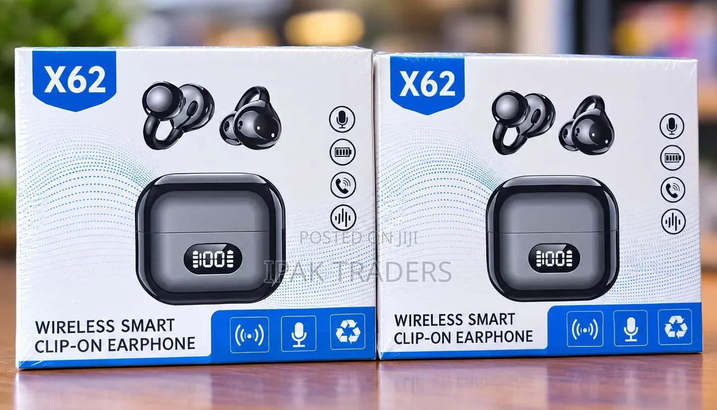 X62 Wireless Smart Clip-on Earbuds With LED Display Noise Reduction