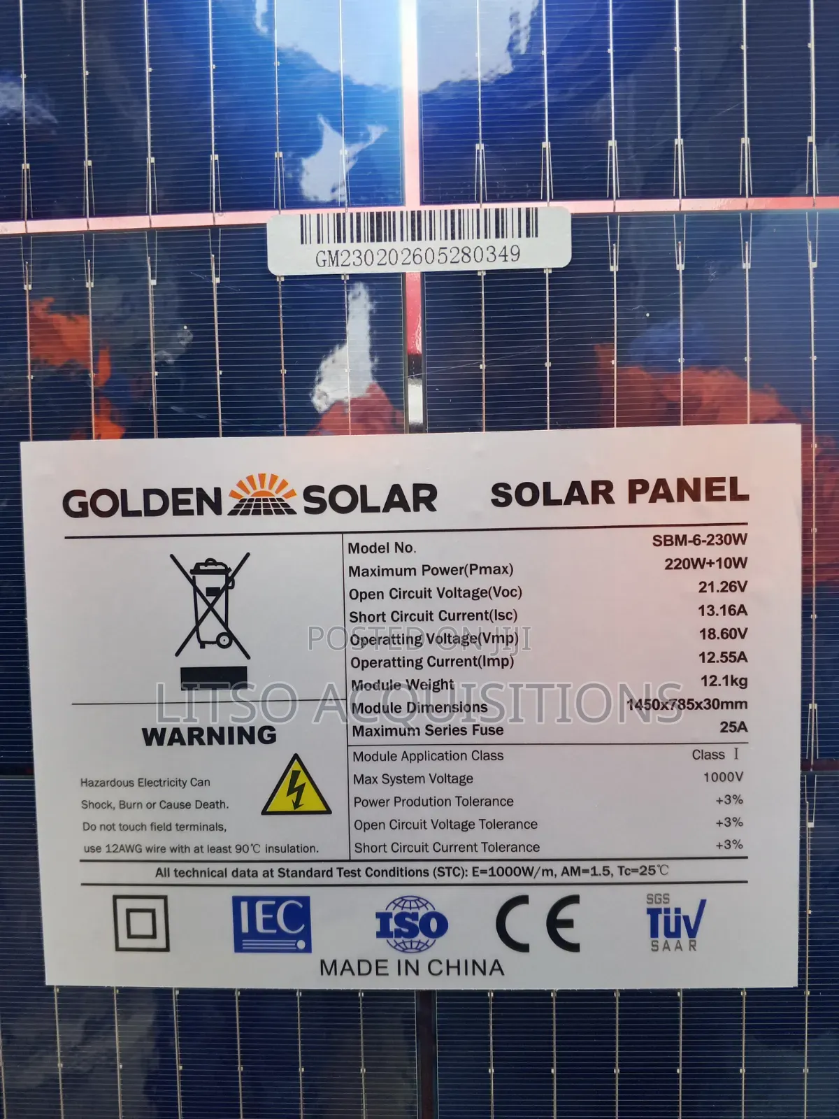 Golden Solar 220W Mono Solar Panel – High Efficiency