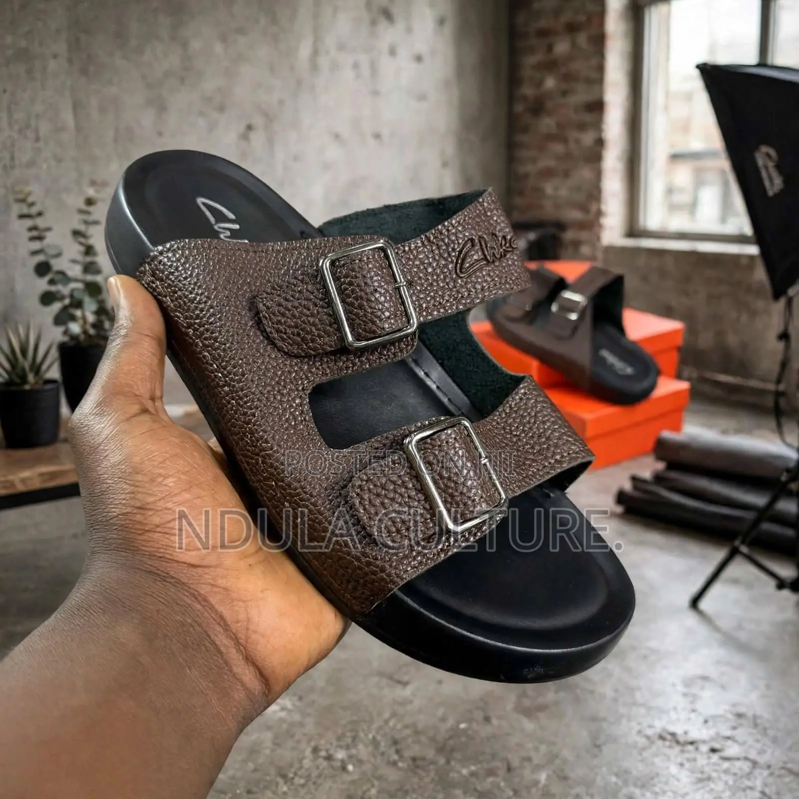 Clarks Pebbled Leather Sandals