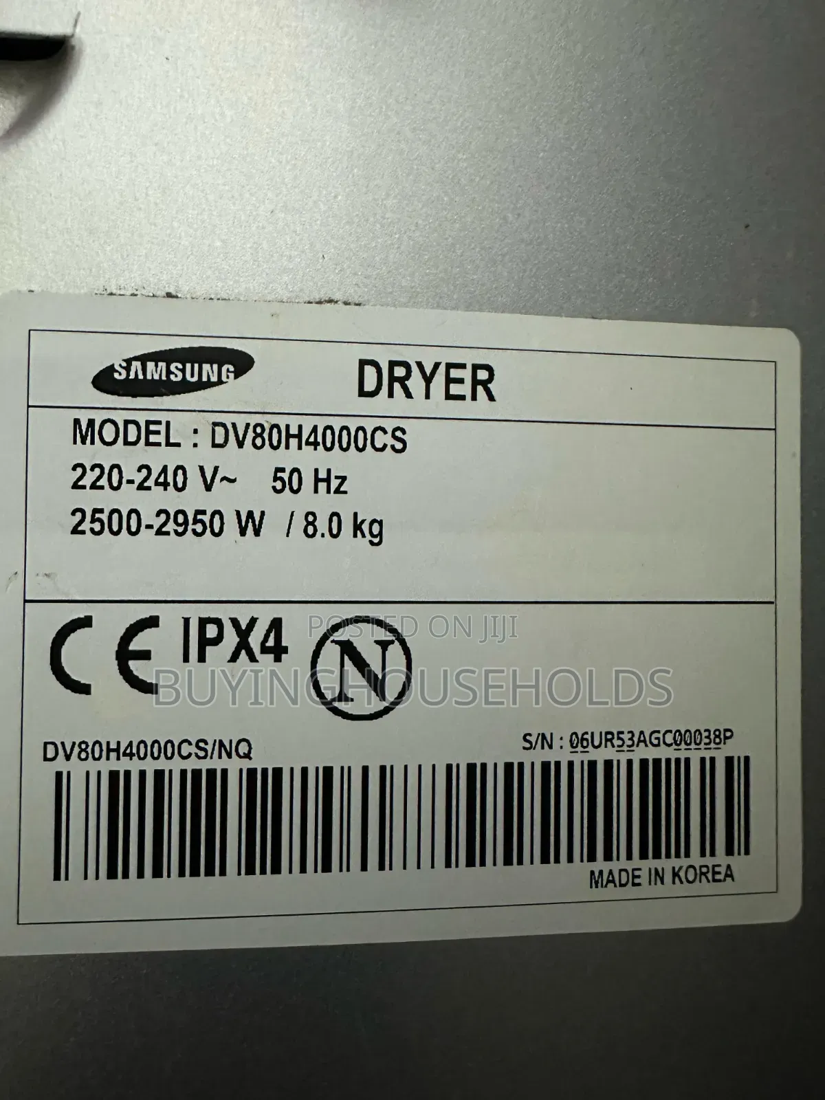 Samsung 8kg Dryer (Front Load)