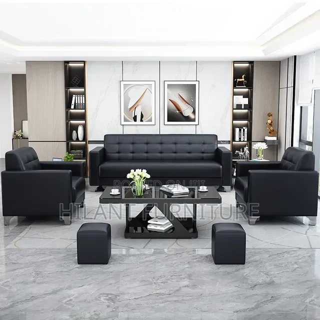 Black 5-Seater Executive Office Sofa Set 3+1+1