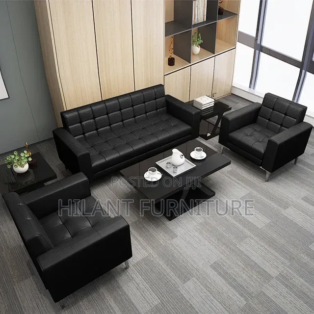 Black 5-Seater Executive Office Sofa Set 3+1+1