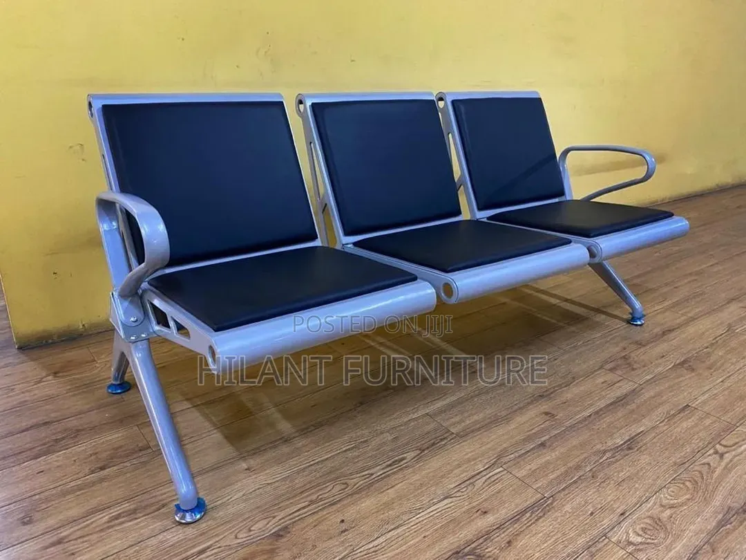 3-Seater Heavy-Duty Waiting Bench – Black Silver