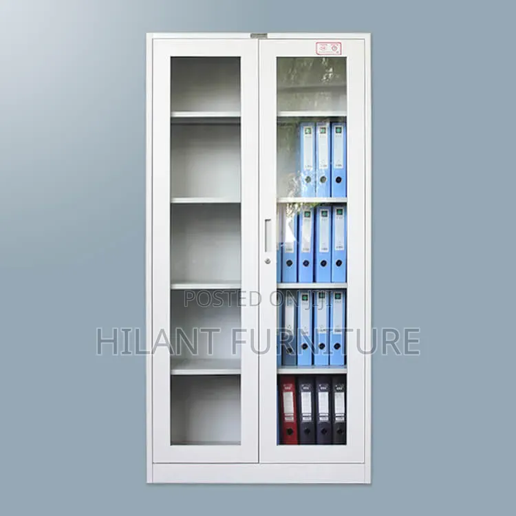 Premium Steel Office Storage Cabinet With Glass Doors