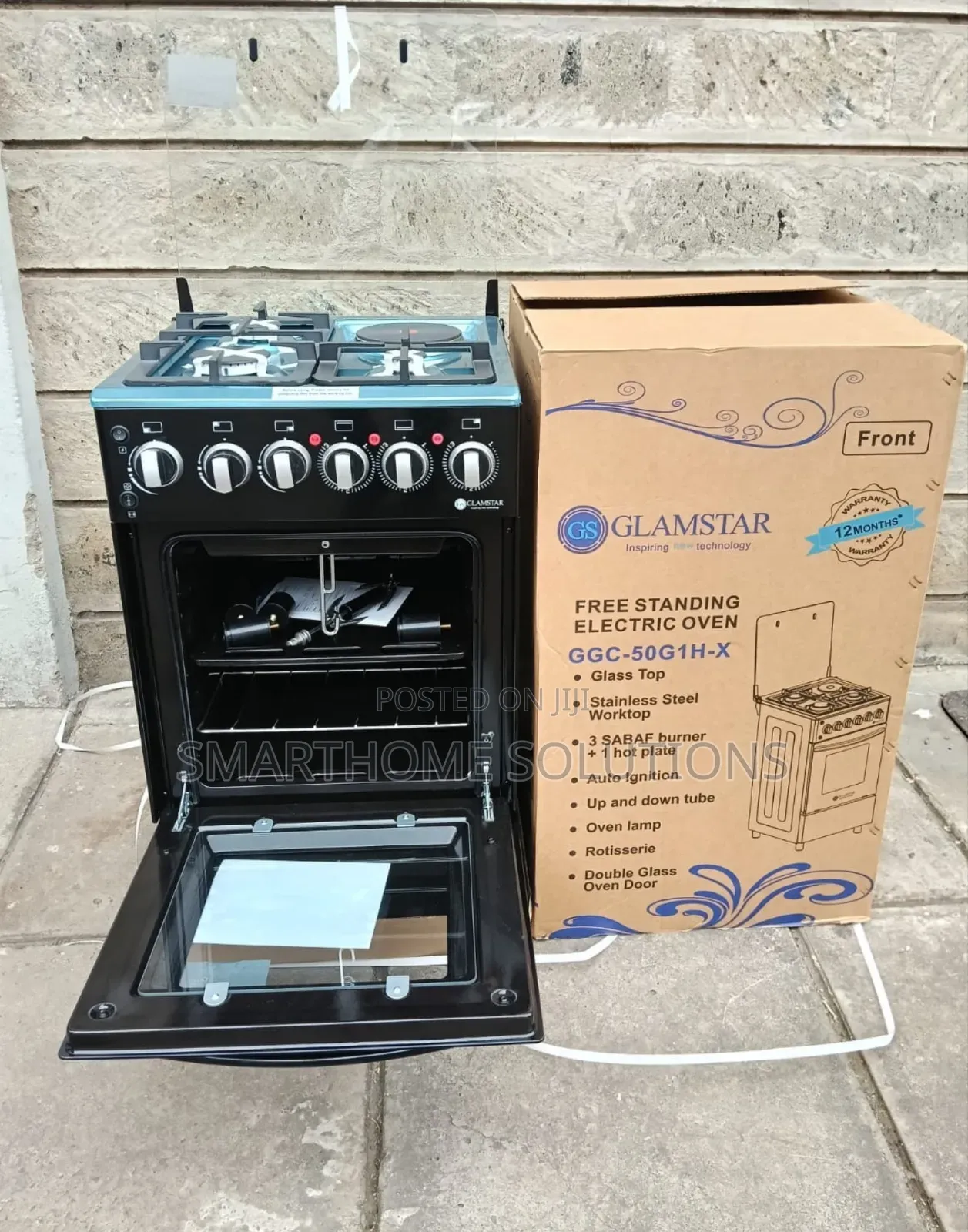 Glamstar Black 50×55 Standing 3+1 Cooker