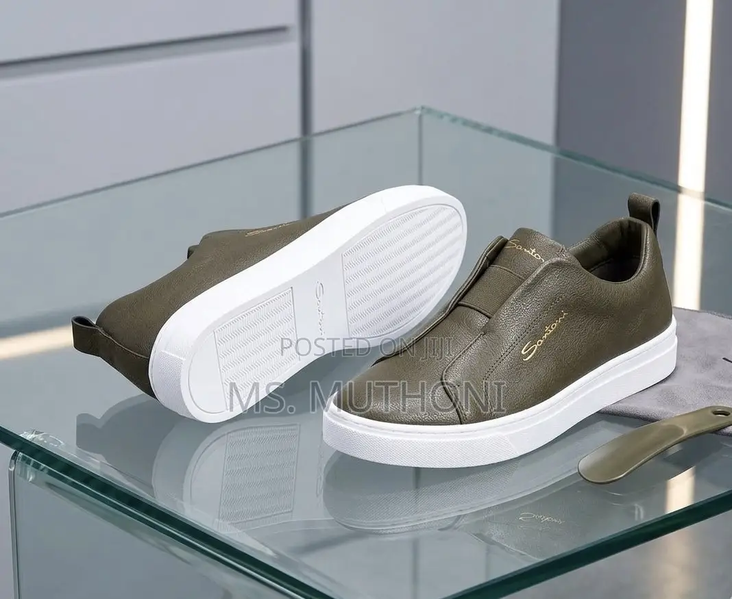 Santoni Men's Casual Leather Slip-on Sneakers Size 40-45
