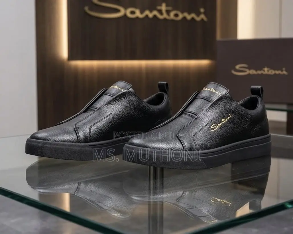Santoni Men's Casual Leather Slip-on Sneakers Size 40-45