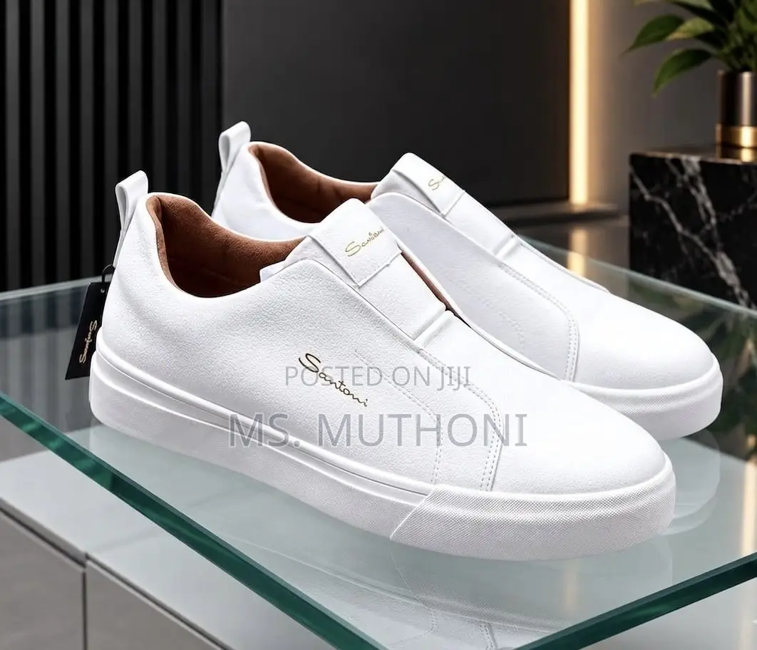 Santoni Men's Casual Leather Slip-on Sneakers Size 40-45