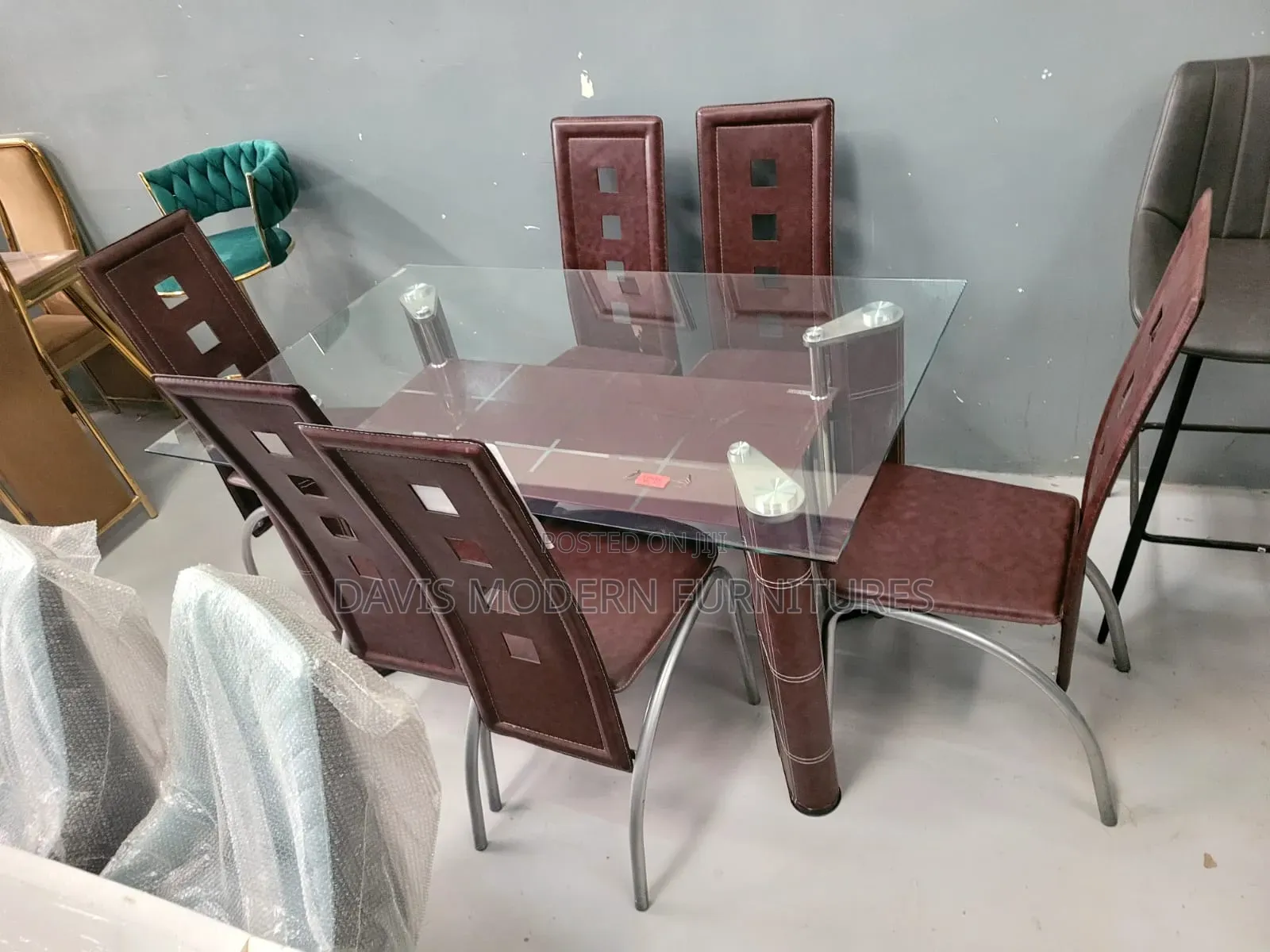 Glass Top Dinning Table With Chairs Set