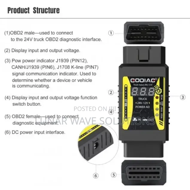 Godiag Truck Adapter OBD II ,Gt106 Plus Stepdown 24v -12v