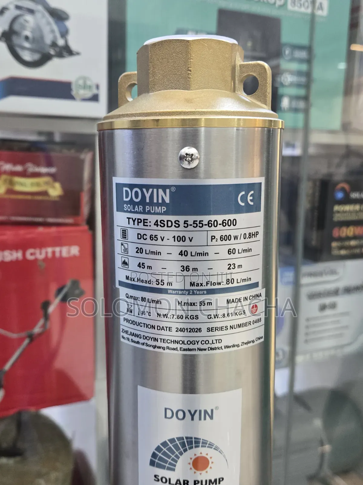 DOYIN 600w 0.8Hp Solar Submersible Water Pump Model: 4SDS 5-55-60-600