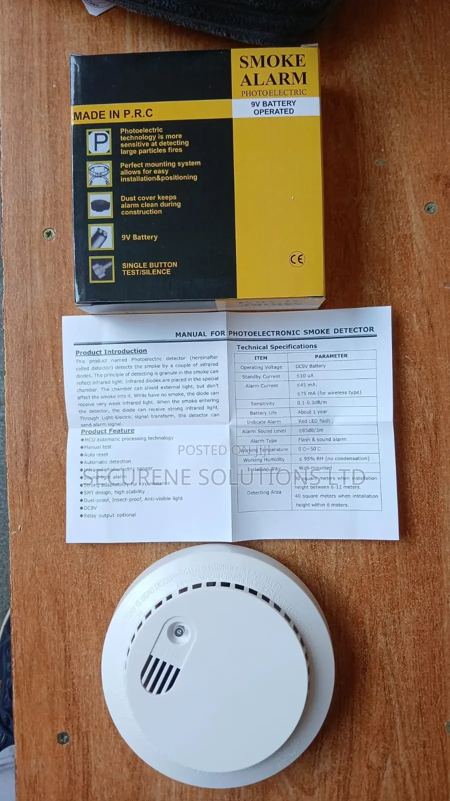 Photoelectric 9V Battery-Operated Smoke Alarm