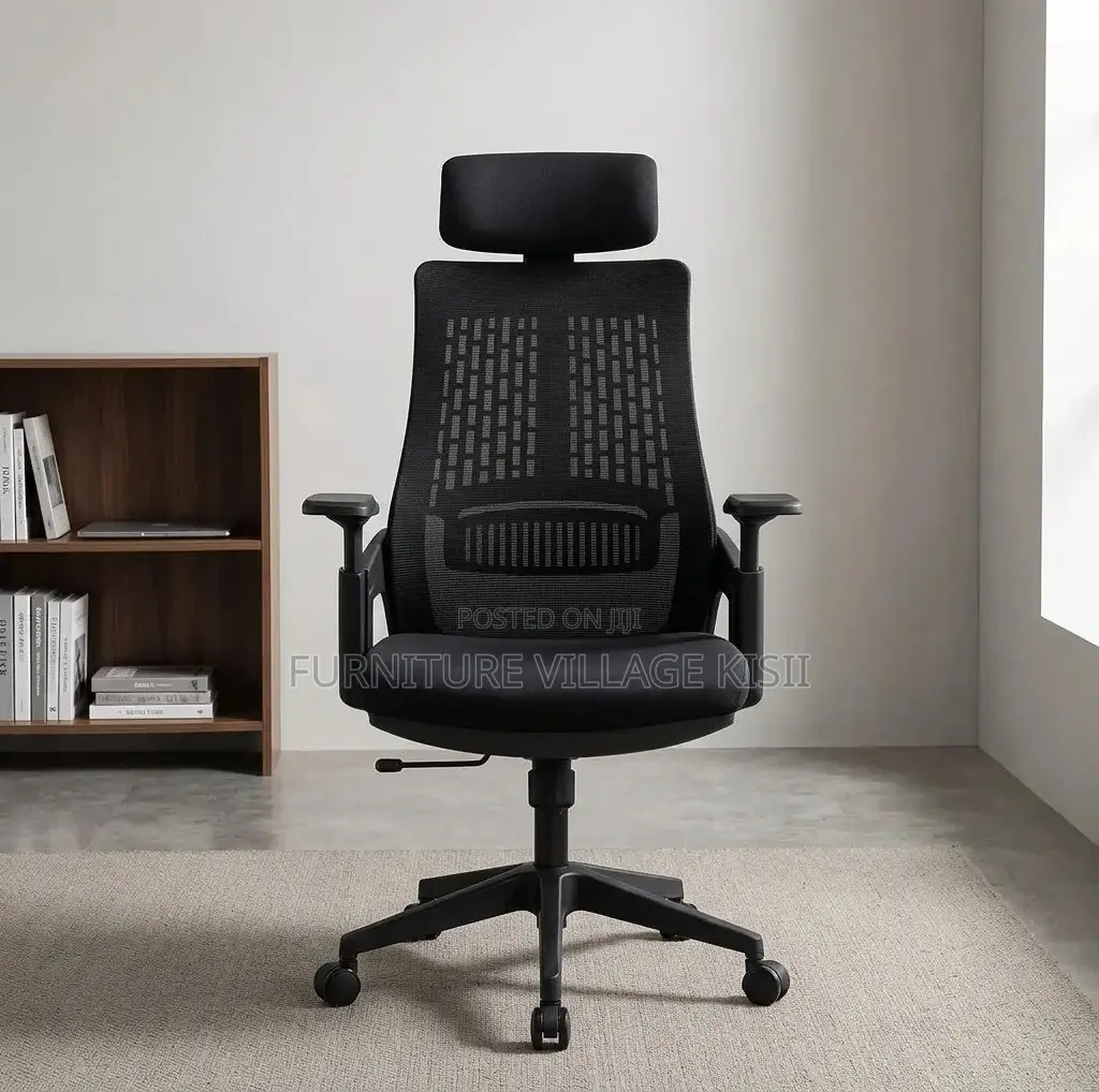 Office Chair; Black Ergonomic High Back Lama Chair.
