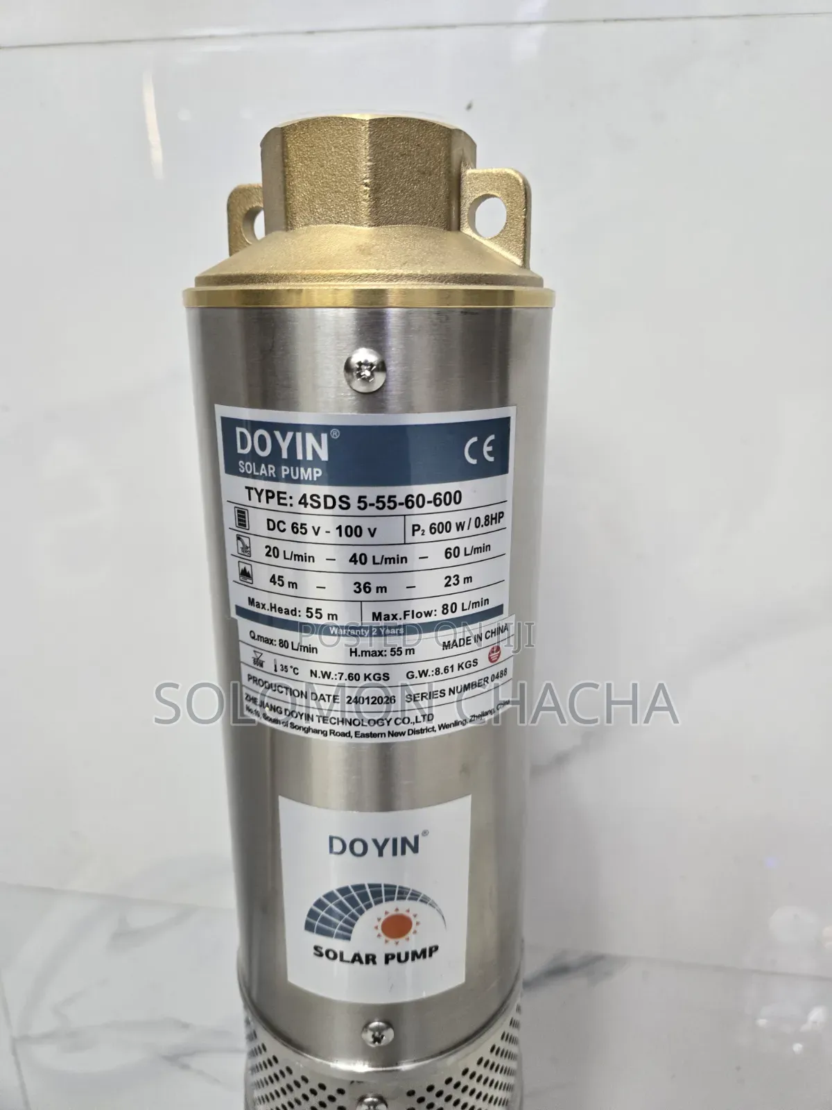 DOYIN 600w 0.8Hp Solar Submersible Water Pump Model: 4SDS 5-55-60-600
