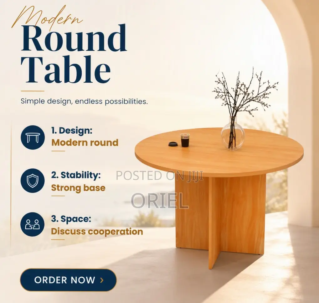 4-Seater Office Boardroom Table : Round Meeting Table
