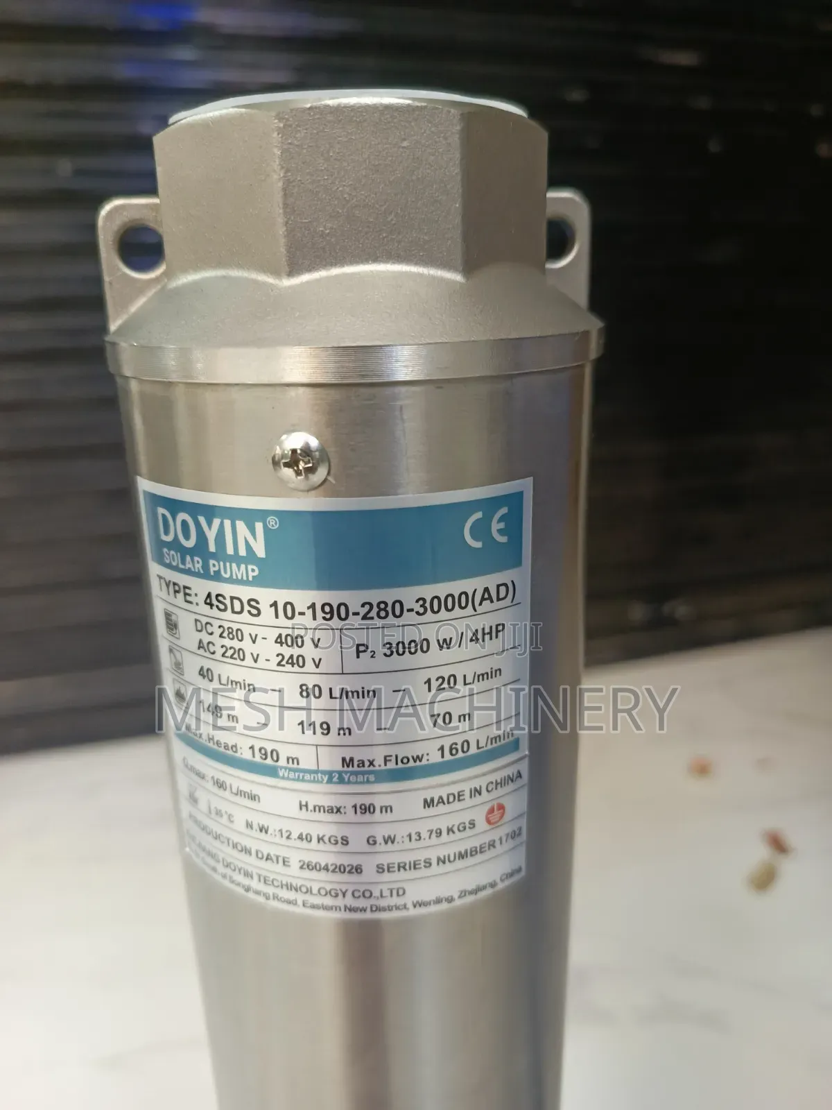 Doyin 3000W 4Hp 190Max Head AC/DC Submersible Water Pump