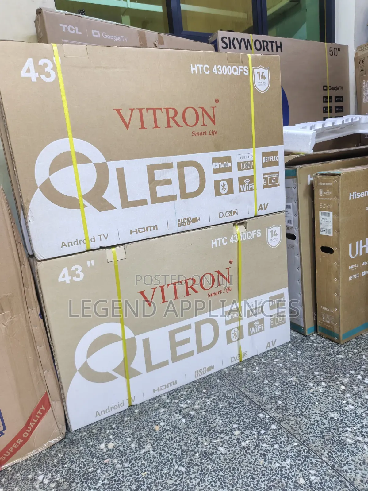Vitron HTC4300QFS 43 Smart Android TV, 43 Inch QLED TV,
