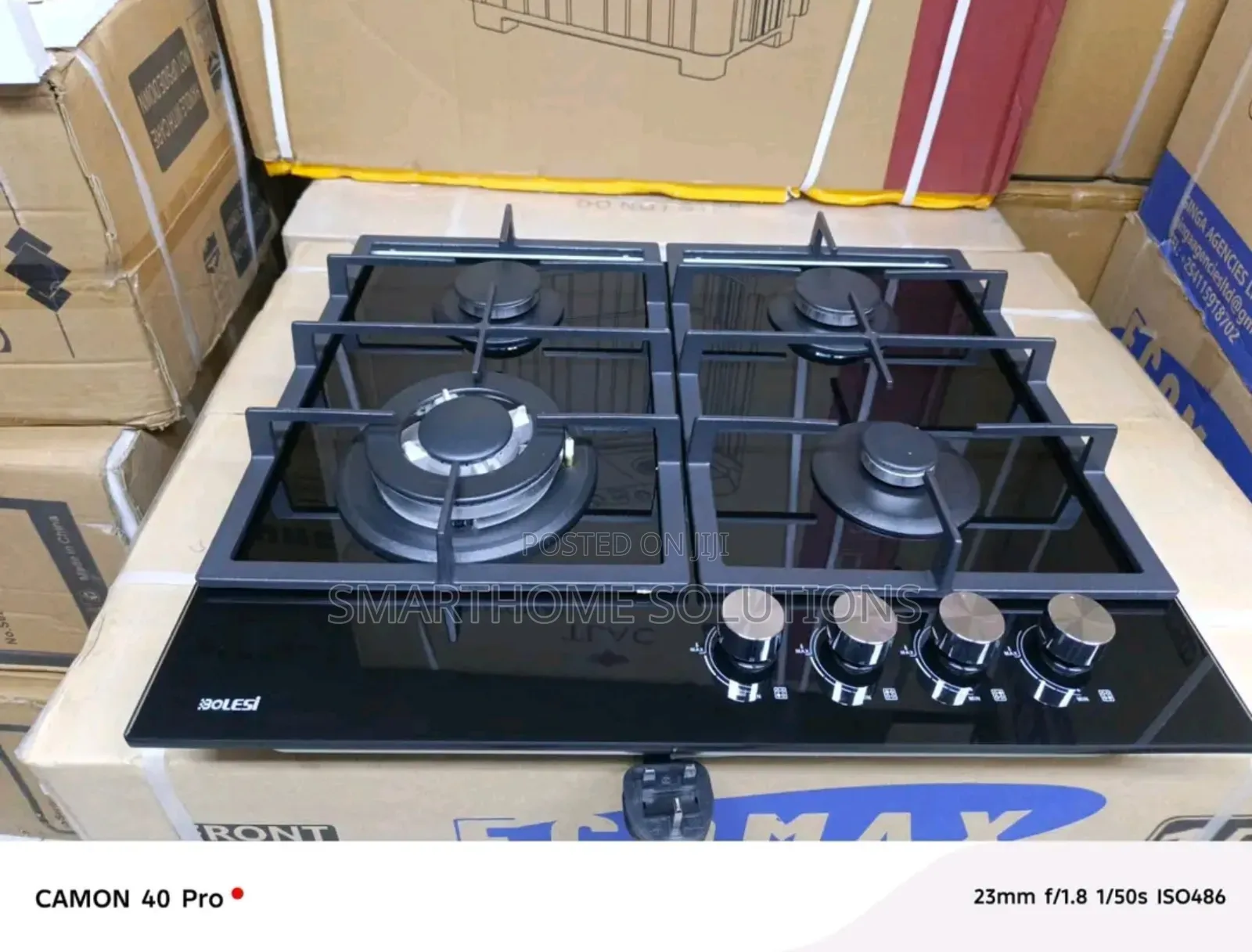 Bolesi Hob 4 Gas Burners Inbuilt Glass Tampared Gas Hod