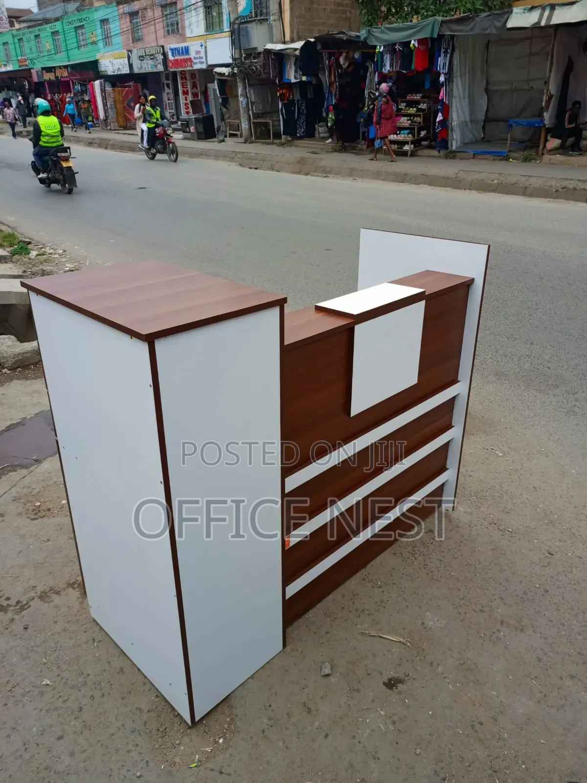Modern Brown White Reception Desk