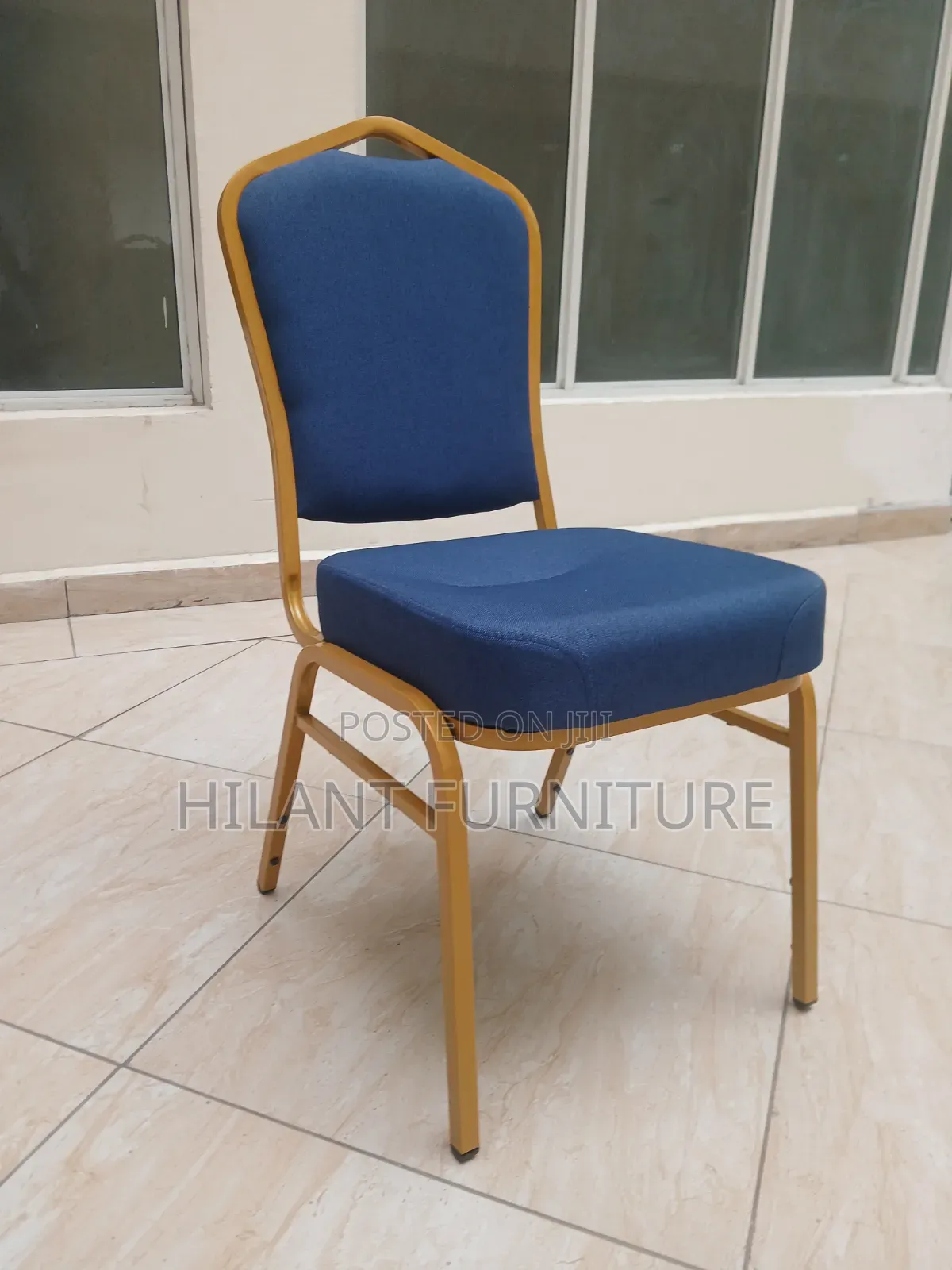 Premium Blue Gold Banquet Chair