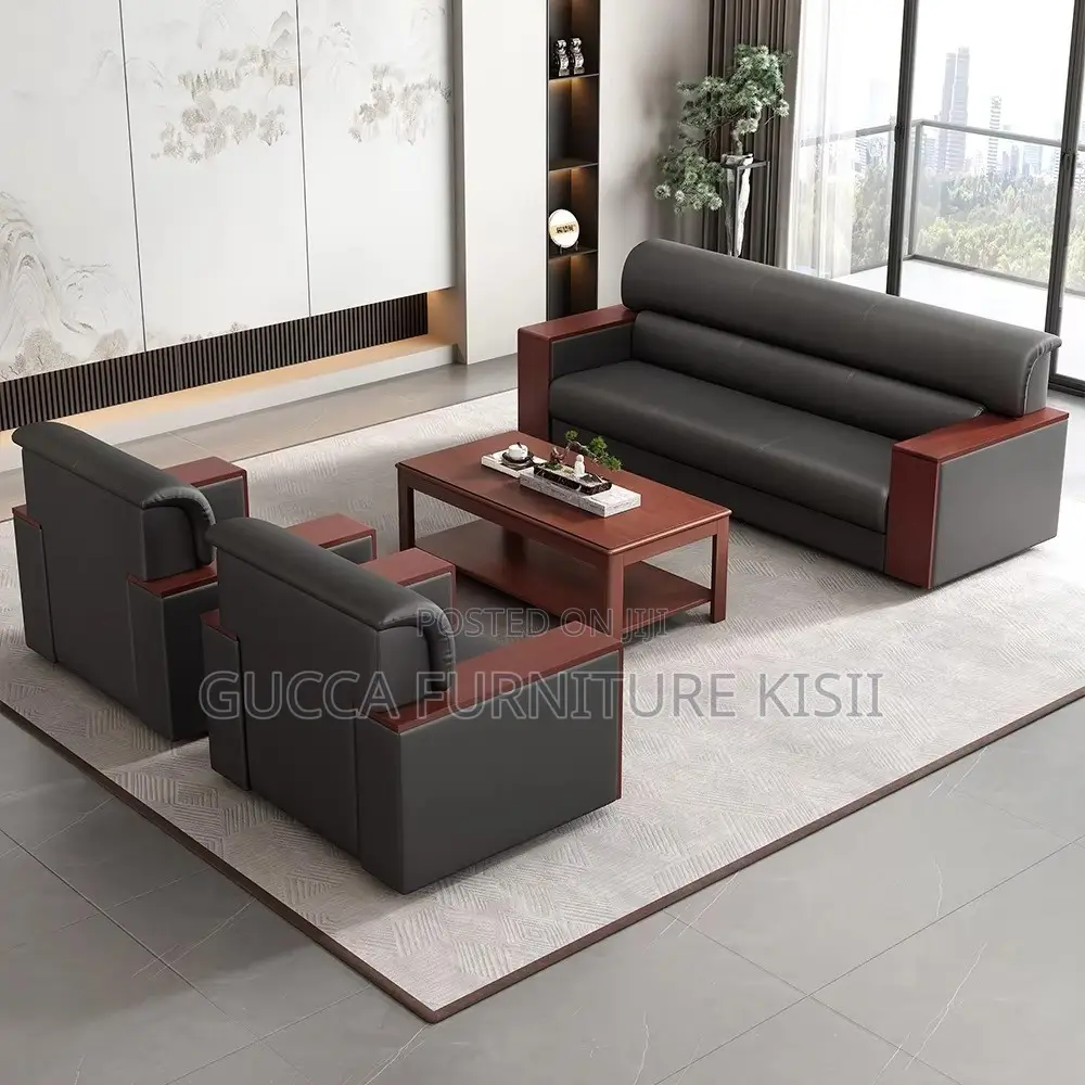 Sofa; 5-Seater Mahogany Office Sofa