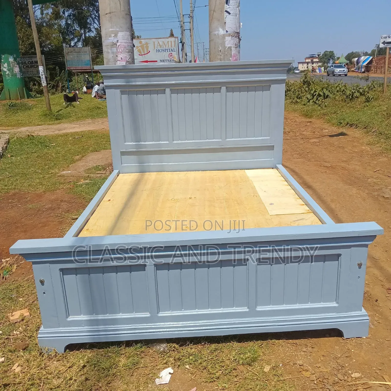4x6 Grey-Blue Solid Bed