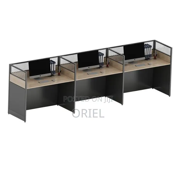 Office Workstation :3-Seater Workstation With Pedestal Filing Drawers