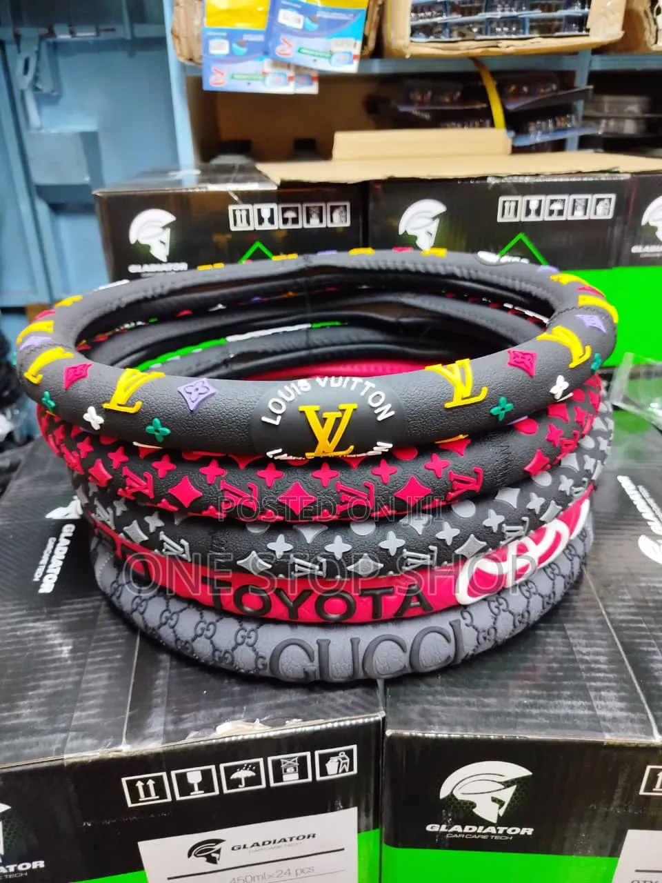 Colorful Steering Wheel Covers With Monogram Logos for Gucci /LV