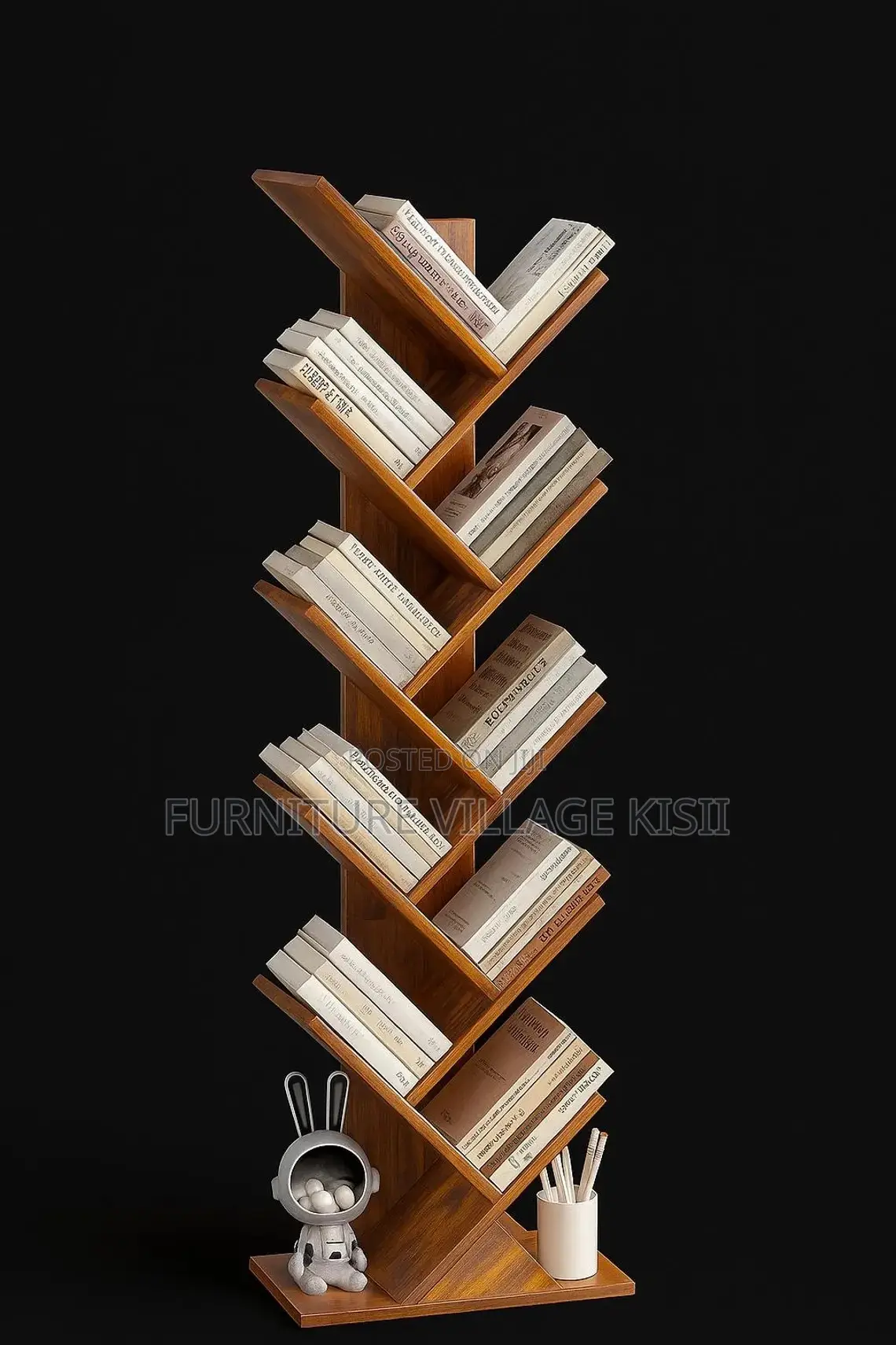 Office Furniture;9-Tier Solid Wood Office Bookshelf