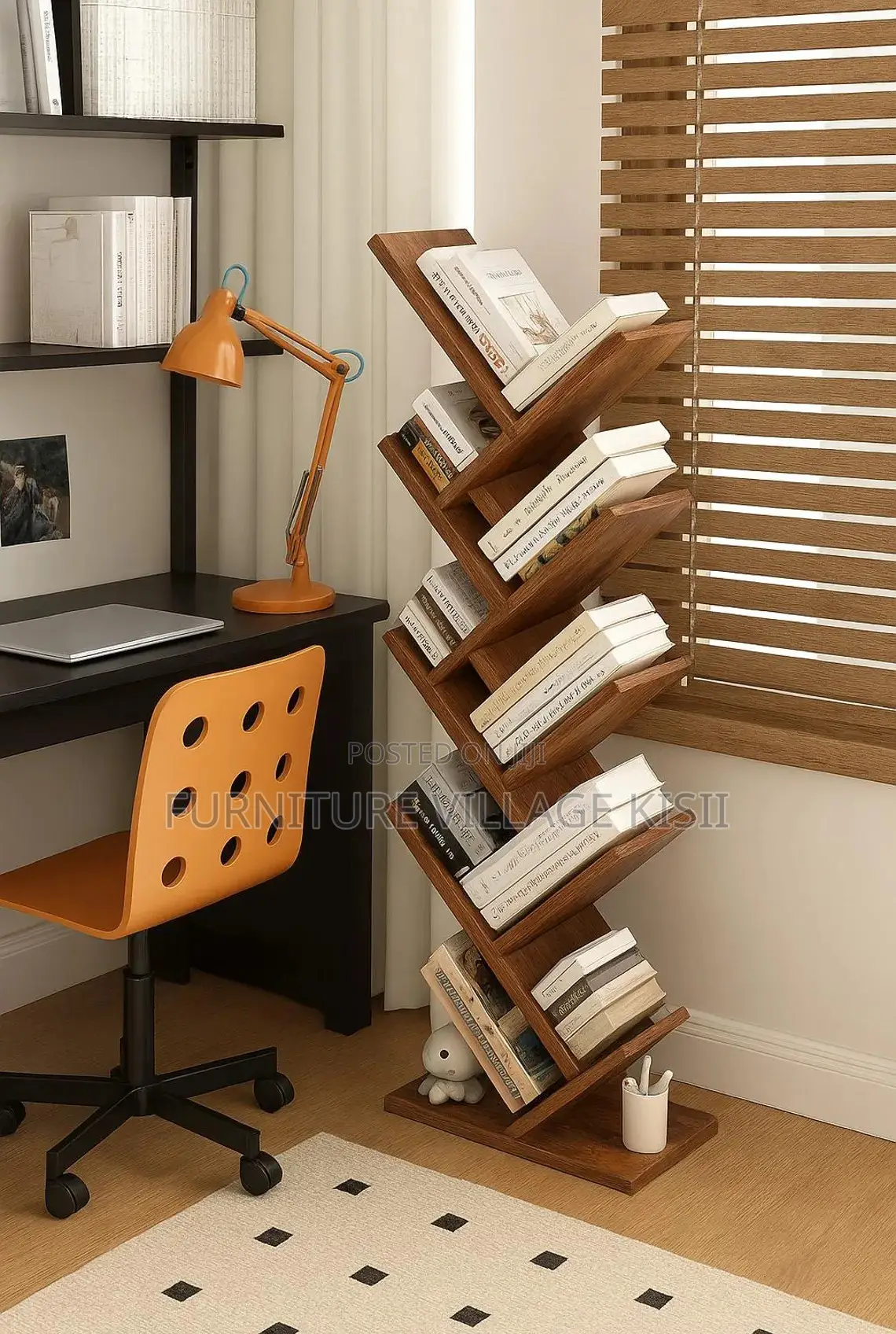 Office Furniture;9-Tier Solid Wood Office Bookshelf