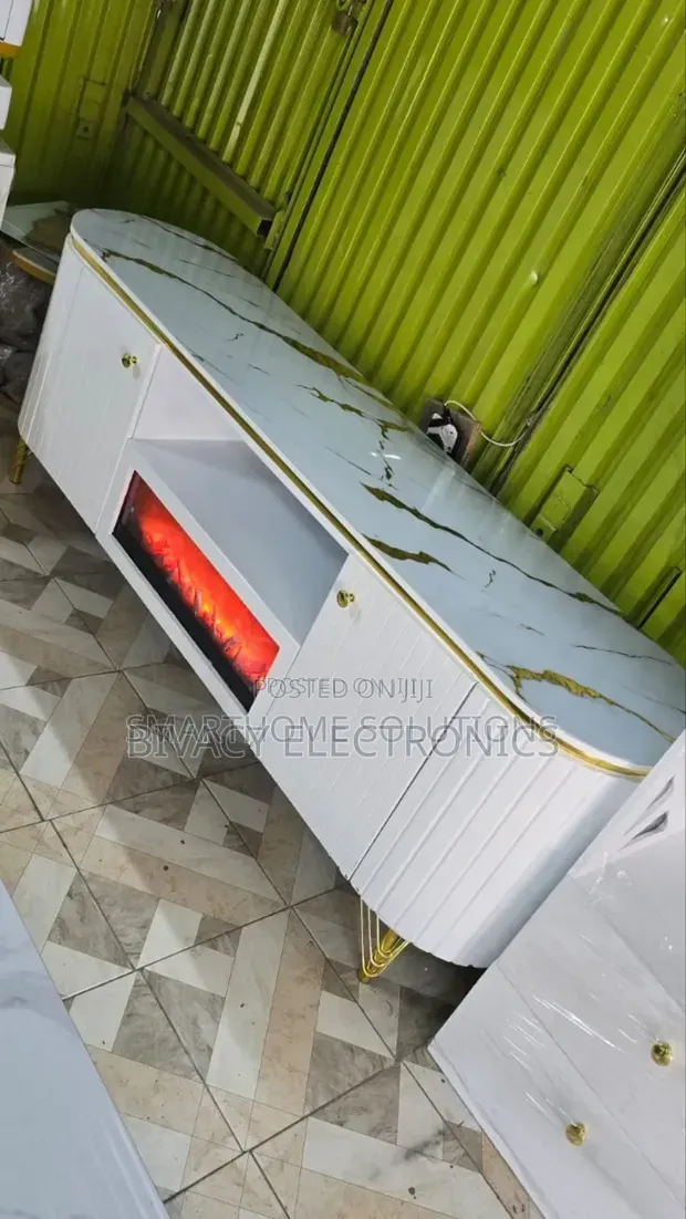 Modern Executive TV Stand With a Functional Fire Place