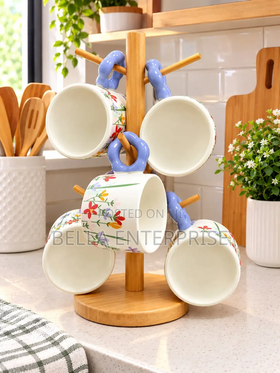 Charming Floral Coffee Mug Collection With Bubbled Handle