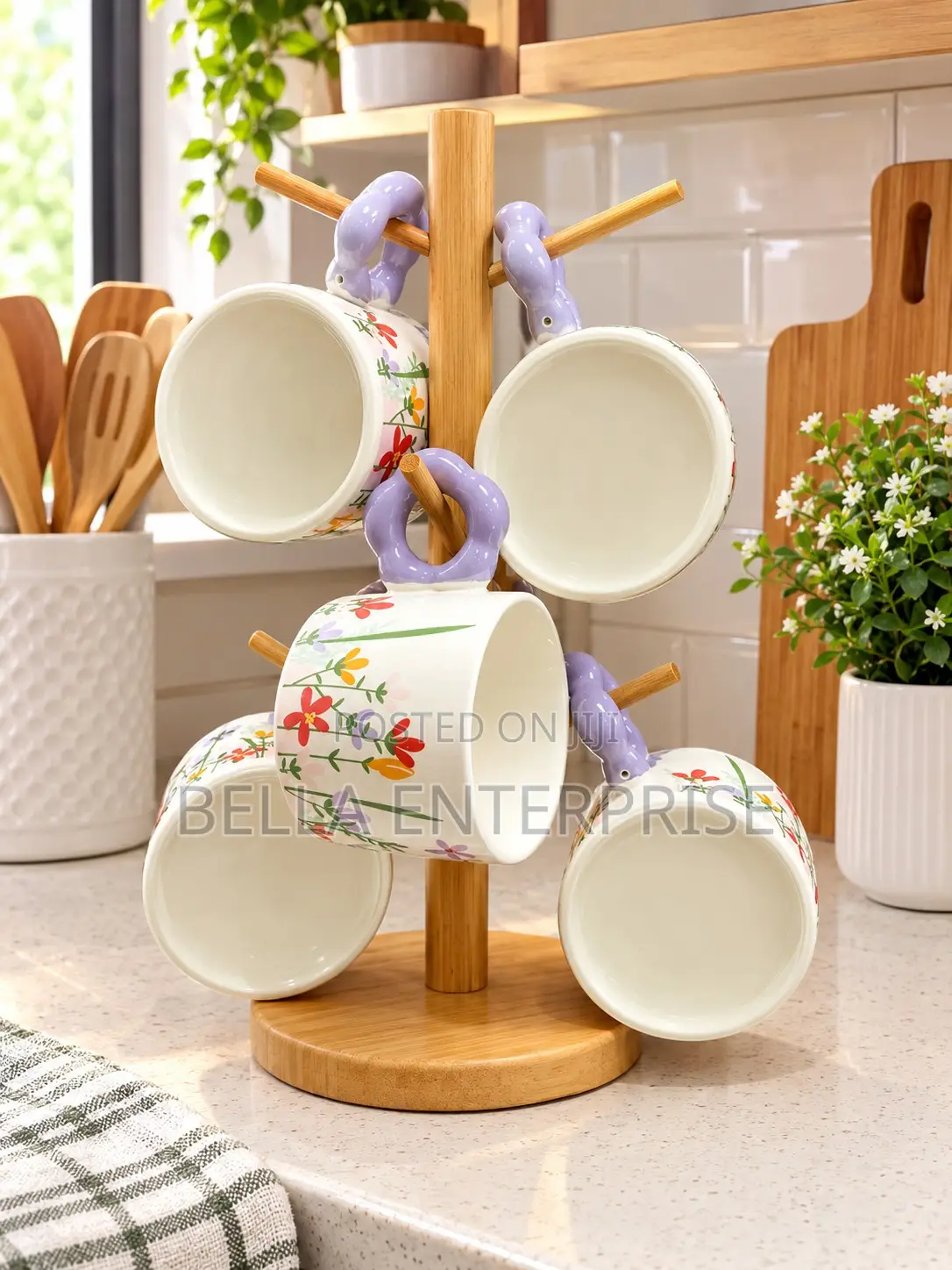 Charming Floral Coffee Mug Collection With Bubbled Handle