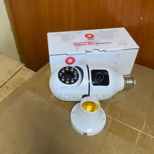 V380 Pro Dual Lens 360 Panoramic PTZ Bulb CCTV WiFi Camera for Home