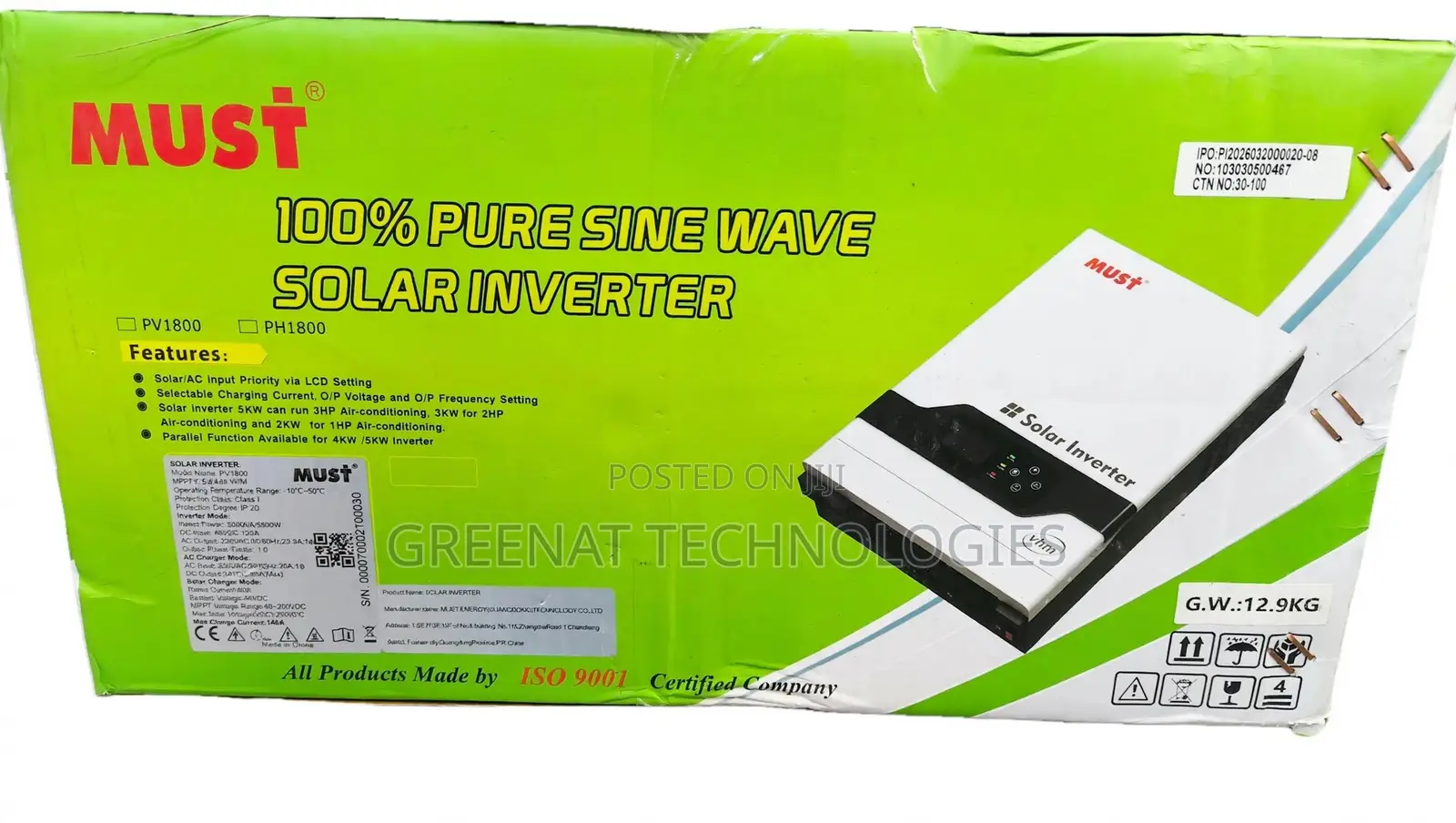 5.5kva 5.5kw Must Solar Hybrid Inverter 48v (Pv1800 Vhm)
