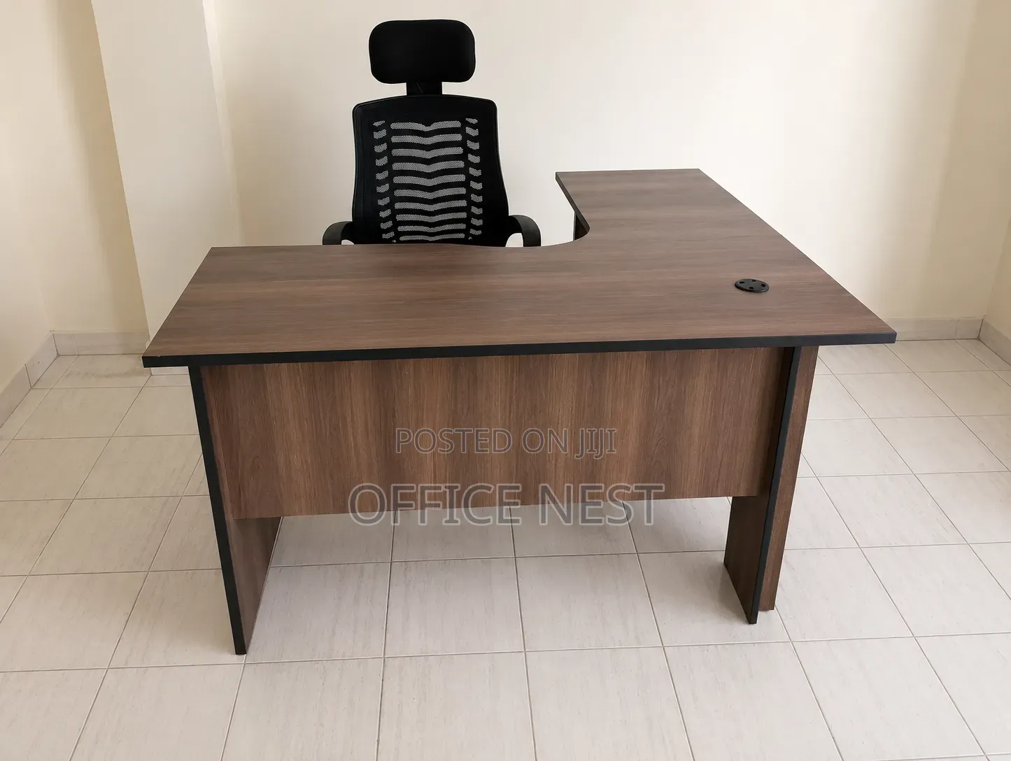 L-Shaped Office Desk With Ergonomic Mesh Office Chair