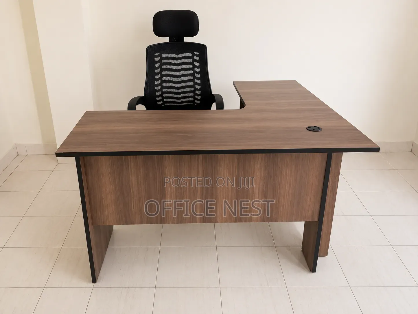 L-Shaped Office Desk With Ergonomic Mesh Office Chair