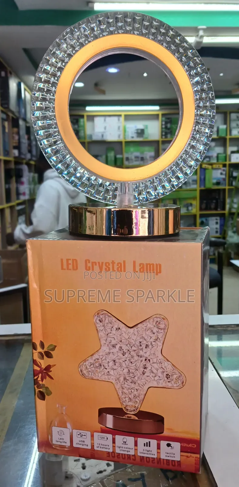 LED Crystal Table Lamp USB Rechargeable (Circular Shaped)