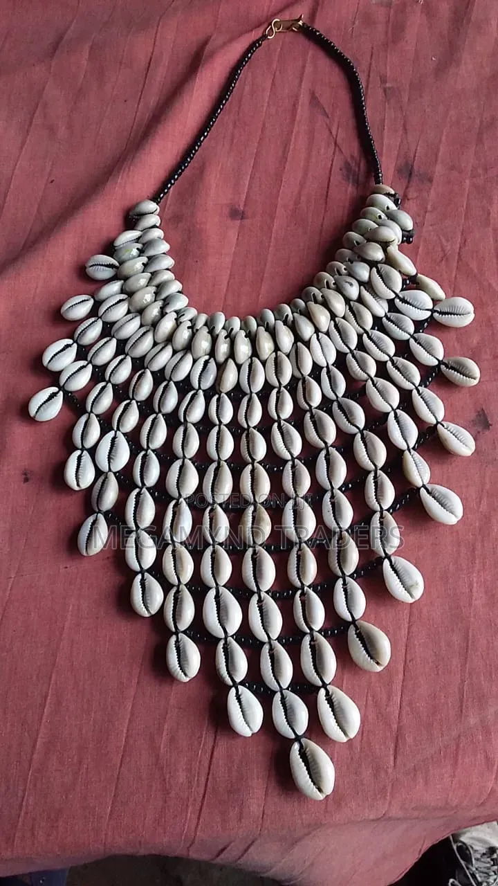 Cowrie Shell Necklace / Handcrafted African Cowrie Bib Necklace