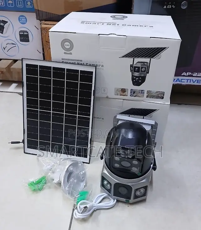 4G Solar PTZ CCTV Camera With Dual Lens V380 Pro Security System