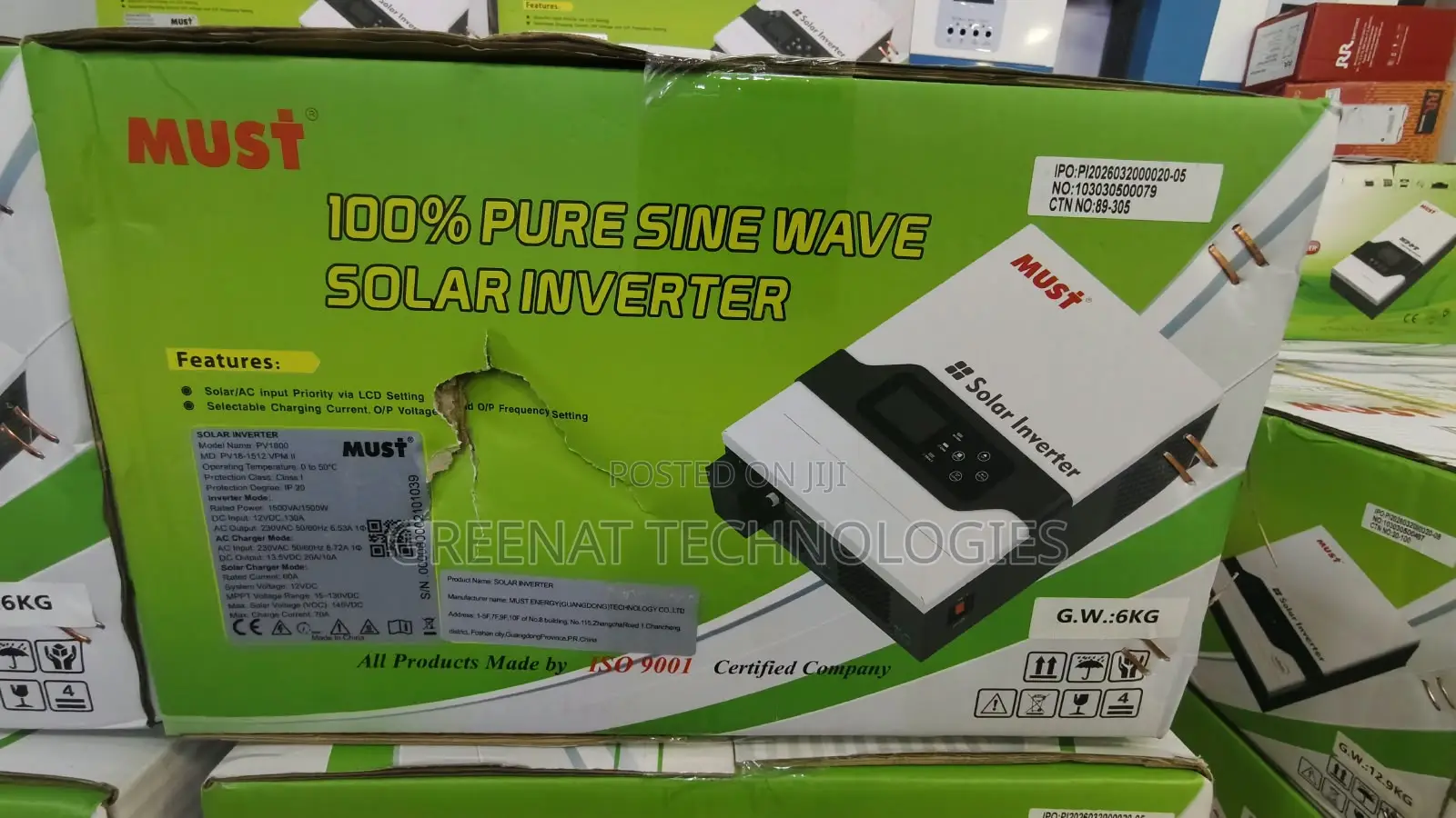 Must1.5kw 1500w Hybrid Solar Inverter 12v 60a MPPT 145v Pure Sinewave