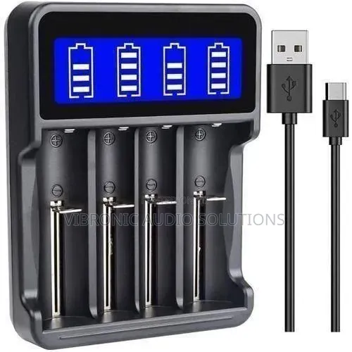 4-Bay Smart Battery Charger for 18650, 26650, AA, AAA - Black