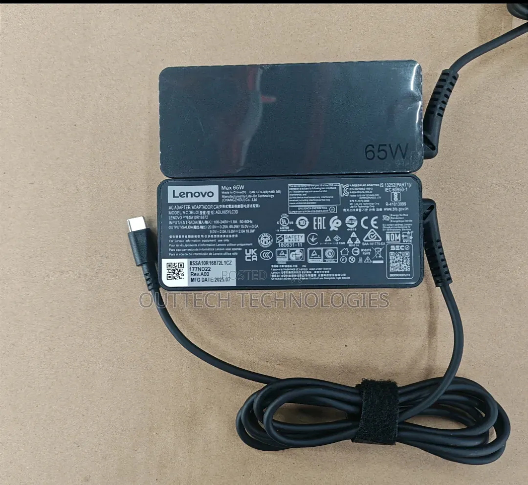 Lenovo Type C Laptop Chargers Adapter 65W