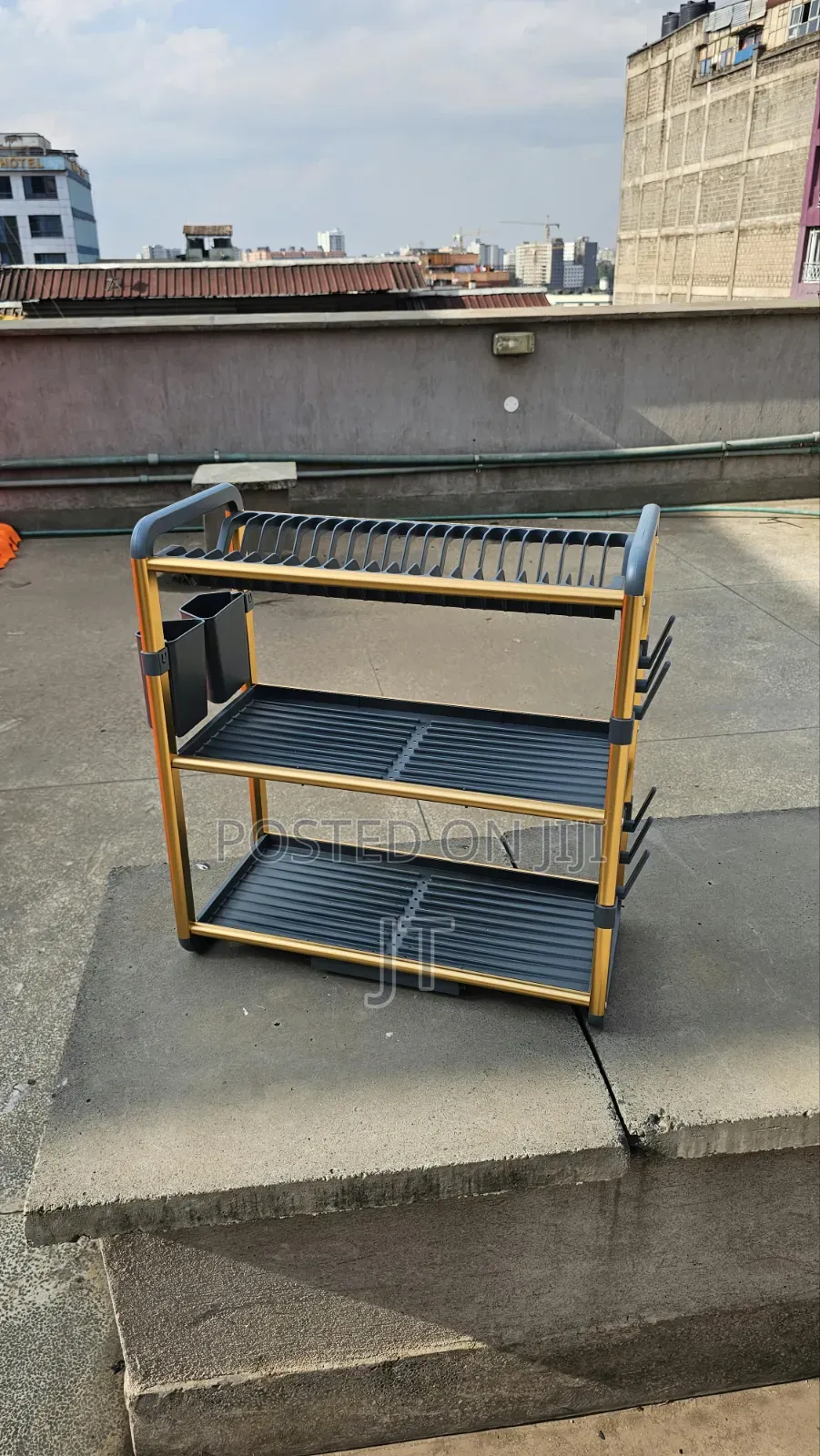 Premium Quality 3Tier Aluminium Dish Drainer (Size: 60.9*57.2*26.7)
