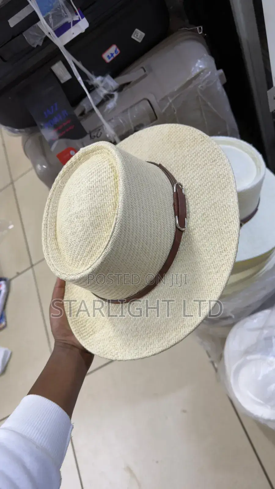 Cream Mens Straw Hat